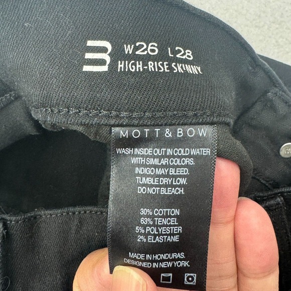 Mott Bow Jeans Women’s Size W 26 L 28 Black High Rise Skinny - Picture 5 of 8